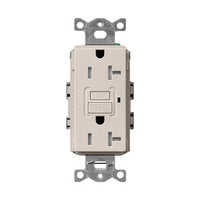 Lutron SCR-20-GFST-TP Claro 20A Tamper-Resistant GFCI Duplex Receptacle; Decorator-Style Outlet; Self-Testing; Satin Finish; Taupe