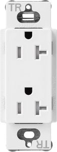 Lutron SCRS-20-TR-SW Claro 20A Tamper-Resistant Duplex Receptacle; Decorator-Style Outlet; Satin Finish; Snow White