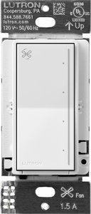 Lutron ST-FSQ-N-WH Sunnata Touch Fan Control; 4-Speed; 1.5A Paddle Fan; AC Motor; Single Pole; Neutral Required; 120V; White