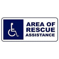 Cornell SN-P42F Area of Rescue Assistance Informational Sign, 18-5/8" x 7-7/16", White
