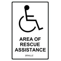Cornell SN-P48SL Photoluminscent Sign, Area of Rescue, Raised Text and Braille Sign, 6" 10"