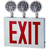 Mircom EL-7027BR-NYC LED Emergency Exit Sign Combo with 3 Adjustable Heads, Thermoplastic Shell, 120 Minute Battery Backup, NYC Approved, Red