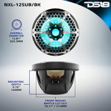 NXL 12" Marine Subwoofer with LED RGB Lights 350 Watts Rms SVC 4-Ohm