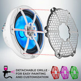 NXL 8" 2-Way Coaxial Marine Speaker With LED RGB Lights 125 Watts Rms 4-Ohm