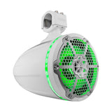 NXL 8" Neodymium Marine and Powersports Towers with Built-in Passive Radiator, 1" Driver and LED RGB Lights 180 Watts Rms -White