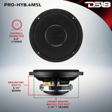 PRO 8" Shallow Coaxial Hybrid Mid-Range Loudspeaker with Built-in Driver | 200W RMS 4-Ohm