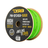DS18 PW-OFC4GA-50YGR 4-GA Ultra Flex 100% OFC Ground, Power Cable, 50 Feet, Green