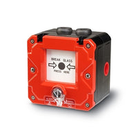 Federal Signal CP-BG-M-R-2-NNN-00-1 Flameproof and Hazardous Location Break Glass and Push Button Call Point, Wall Mount, 48VDC, Red