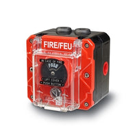 Federal Signal CP-PB-N-R-1-FFN-00-3 Push Button Call Point, Single/Screw Terminal, 1/2 NPT, Lift Flap, Red