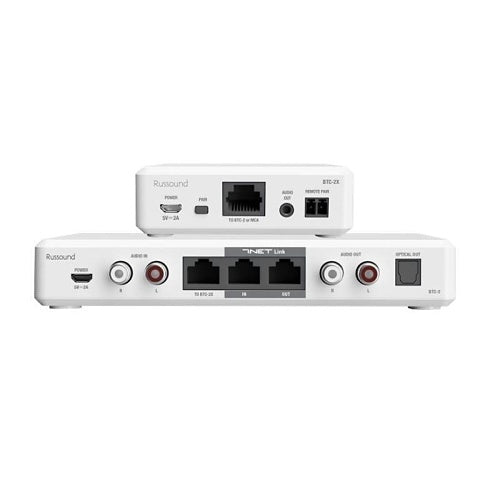 Russound BSK-2 MCA Series Full-Featured Bluetooth Source Components Kit, BTC-2X Remote Transceiver and BTC-2 Audio Hub, White