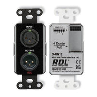 RDL DB-RN12 Wall-Mounted Bi-Directional Mic/Line Dante Interface 1x2, Black