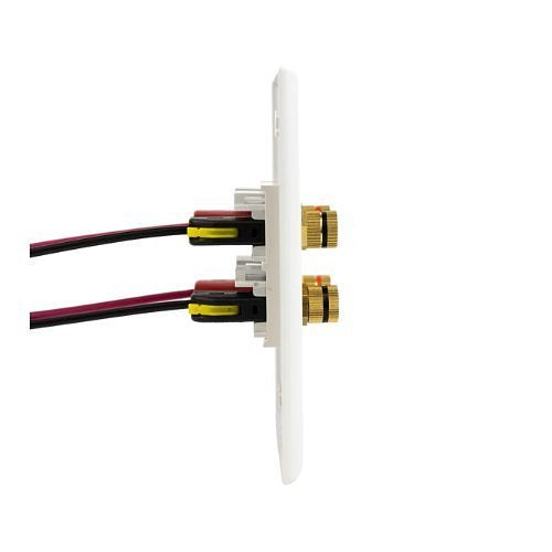 Speaker Snap SSKPW4 Keystone Binding Posts Snap Lock Connectors Compatible with 12 to 24 Gauge Speaker Wire, White, 2 pairs