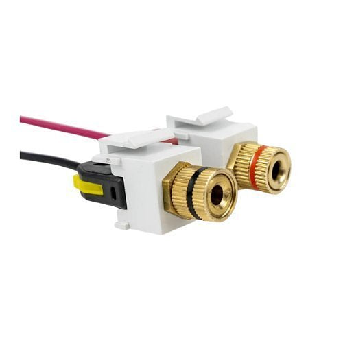 Speaker Snap SSKPW2 Keystone Binding Posts Snap Lock Connectors Compatible with 12 to 24 Gauge Speaker Wire, White, 1 pair