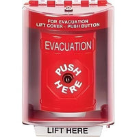STI SS2080EV-EN Stopper Station Push Button with Universal Stopper Cover, Horn, Surface Mount, Key-to-Reset, 'EVACUATION' Label, Red