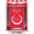 STI SS2088EX-EN Stopper Station Push Button with Universal Stopper Cover, Horn, Surface Mount, Pneumatic Illuminated, 'EMERGENCY EXIT' Label, Red