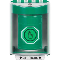 STI SS2177NT-EN Indoor/Outdoor Surface Weather Resistant Momentary Stopper Station with No Text, Green