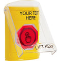 STI SS2226ZA-EN Indoor Flush / Surface Momentary (Illuminated) Stopper Station with Custom Text Label, Yellow