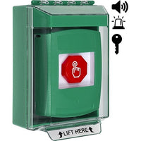 STI G3A182NT-EN G3 Multipurpose Push Button, No Camera, Surface Mount Cover with Sound, Key-to-Reset,' NO TEXT' Label, Green
