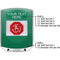 STI G3A129ZA-EN Multipurpose Push Button Turn-to-Reset with Shield, Custom Text, Green