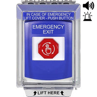 STI G3A449EX-EN G3 Multipurpose Push Button, Flush with Sound, Turn-to-Reset, 'EMERGENCY EXIT' Label, No Camera, Blue