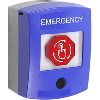 STI G3C409EM-EN G3 Multipurpose Push Button with Camera and Back Box, Turn-to-Reset, No Cover, EMERGENCY Label in English, Blue