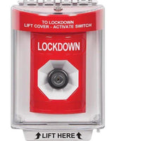 STI SS2043LD-EN STOPPER Station Button with Universal Stopper Flush with Horn, Key-to-Activate, "LOCKDOWN" Label, Red