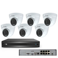 Speco ZIP8T2B Blue Series Surveillance Kit with 8-Channel Network Video Recorder with (8) Built-in PoE Ports and (6) 4MP IP Turret Cameras