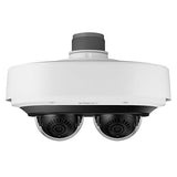 Hanwha PNM-12082RVD/KEX Series x 6MP Outdoor IR Multi-Directional Dome IP Camera, 3.54-6.69mm Motorized Varifocal Lens, White, TAA Compliant