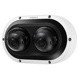 Hanwha PNM-C12083RVD/KEX 2x6MP AI Outdoor IR Vandal Dome IP Camera with 3.54-6.69 mm Lens, TAA Compliant, White