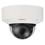 Hanwha XNV-C8083R/KEX Series 6MP AI Outdoor IR Vandal Dome IP Camera, 4.4-9.3mm Motorized Varifocal Lens, White, TAA Compliant