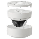 Hanwha XNV-C8083R/KEX Series 6MP AI Outdoor IR Vandal Dome IP Camera, 4.4-9.3mm Motorized Varifocal Lens, White, TAA Compliant