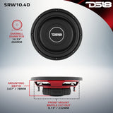 SRW Shallow-Mount 10" Subwoofer 200 Watts Rms DVC 4-Ohm