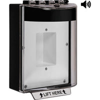 STI 13420NK Universal Stopper with Horn Enclosed Back Box Sealed Mounting Plate, No Label Included, Black