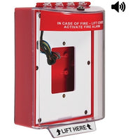 STI 13530FR Universal Stopper Housing with Horn and Relay, Enclosed Back Box, Open Mounting Plate, Fire Label