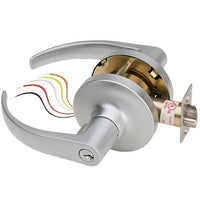 SDC Z7252GPR6PKA 7200 Series Solenoid Controlled Cylindrical Lock, Mortise, 6-Pin, 11/8" Length, Keyed Alike, Locked Outside Only, Failsecure, Galaxy Rose Trim, Request-To-Exit (REX), Bright Chrome