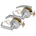 SDC Z7250GQ6PKA 7200 Series Solenoid Controlled Cylindrical Lock, Locked Outside Only, Failsafe, Standard Cylinder, 6-Pin, Keyed Alike, Galaxy Rose, 626 Dull Chrome