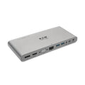 Eaton Tripp Lite U442-DOCK4-S USB-C Dock, Triple Display, 4K HDMI/DisplayPort, VGA, USB 3.x (5Gbps), USB-A/C Hub Ports, GbE, 100W PD Charging, Thunderbolt 3, Silver