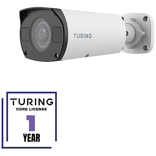 Turing Video TP-MMB8AV2-1Y CORE AI VSaaS License-Enabled 8MP Low Light Turret IP Camera, 2.8-12mm Motorized Varifocal Lens, White