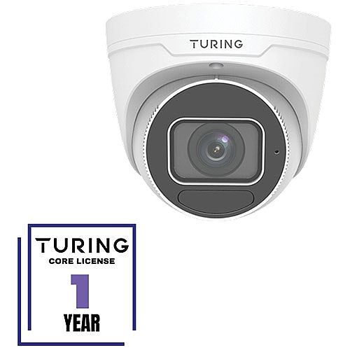 Turing Video TP-MVD8MV2-1Y CORE AI VSaaS License-Enabled 8MP Low Light Turret IP Camera, 2.8-12mm Motorized Varifocal Lens, White