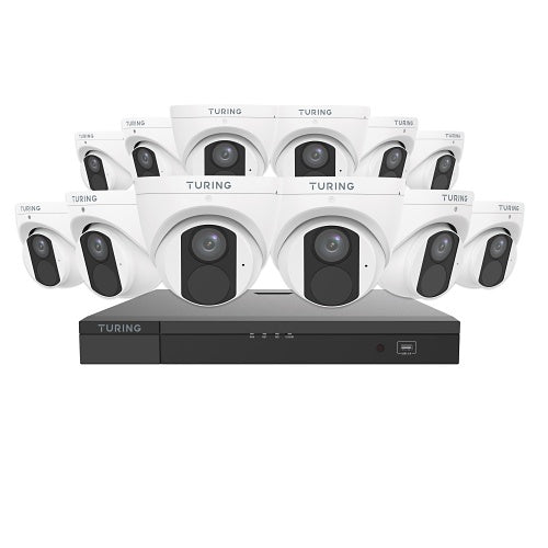 Turing Video TLKCT4F4 Lite IP Kit with (12) 4MP Turret Cameras and (1) 16-Channel NVR 4TB