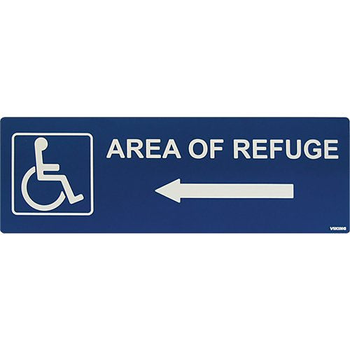 Viking ARS-DLB100 Area of Refuge Sign, Directional Left Arrow, Blue