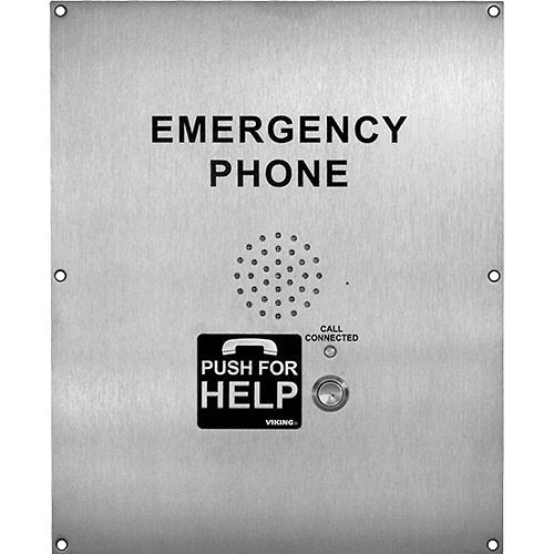 Viking E-1600-02A ADA Compliant Stainless Steel Handsfree Emergency Phone with Digital Voice Announcer, Phone Line Powered
