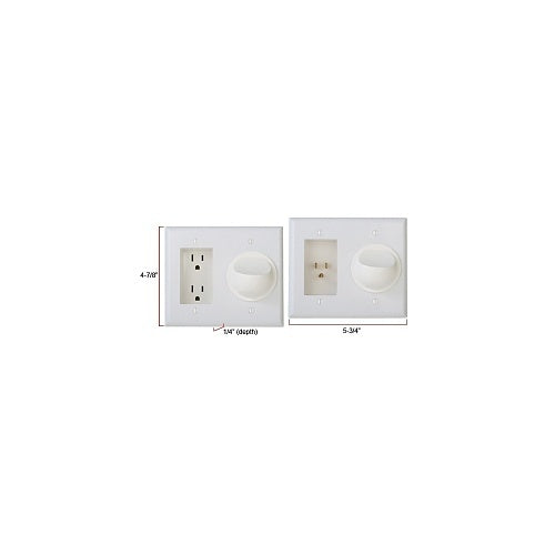 WattBox WB-PowerFlex-S-WHT PowerFlex with Duplex Wall Plate and Silicon A/V Pass Through Kit, White