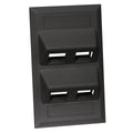Hubbell AFP14BK Single-Gang Keystone Wallplate, Angled, 4-Port, Black