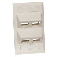Hubbell AFP14I Single-Gang Keystone Wallplate, Angled, 4-Port, Ivory