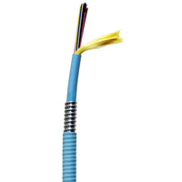 Hubbell HFCD15024P3 Fiber Optic Cable, 24 Strand, OM3 Multimode, Tight Buffer, Plenum, Armored, Aqua