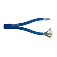 Genesis 50671006 4-Pair Cat 5e + RG6 CCS 75 Ohm Coaxial with Dual-Shield Multimedia Cable, General Purpose, CM, 1000' (304.8 m) Reel, Blue