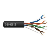 Genesis 50881108 24/4-Pair Cat 5e Unshielded (U/UTP) Plenum Cable, Plenum, CMP, FT6, 1000' (304.8 m) Pull Box, Black