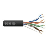 Genesis 50975008 24/4-Pair Cat 5e Unshielded (U/UTP) Water-Blocked Networking Cable, Wet Location, 500' (152.4 m) Reel, Black