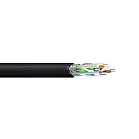 West Penn 4346AFBK1000 23/4 AWG Shielded CAT6A Cable, 1000', Black